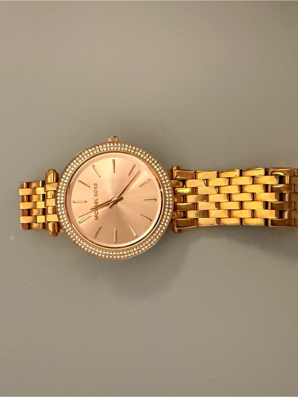 Michael Kors Rose Gold-Tone Crystal Bezel Bracelet Watch